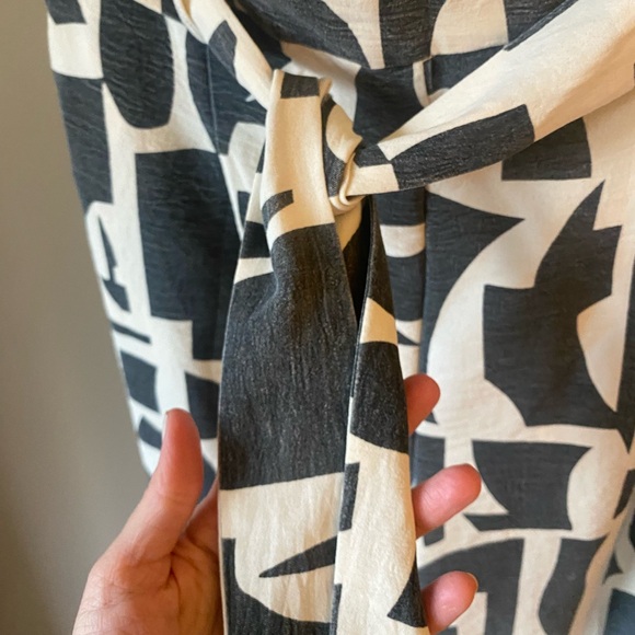 Haver + Blair Wide Leg Gray & Cream Wide Leg Geometric Pant-Size S - Picture 2 of 7